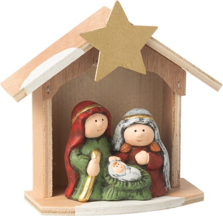J-Line decoratie kerststal - porselein - mix - small - LED lichtjes