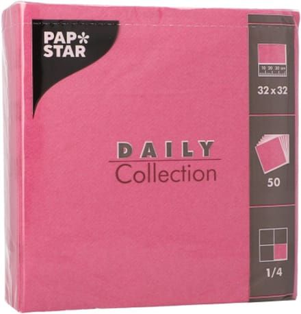 14x 50 Servetten DAILY Collection 1/4 vouw 32 cm x 32 cm fuchsia