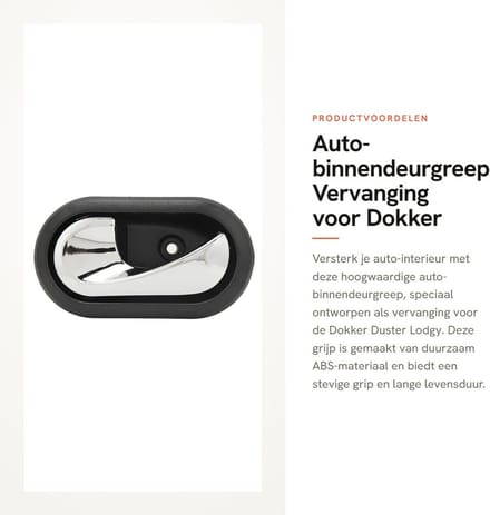 Dailygoods - Auto-binnendeurgreep Vervanging voor Dokker Duster Lodgy