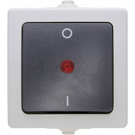 Nautic Wipcontroleschakelaar - 2-polig - Spatwaterdicht - Opbouw - Antraciet/Wit