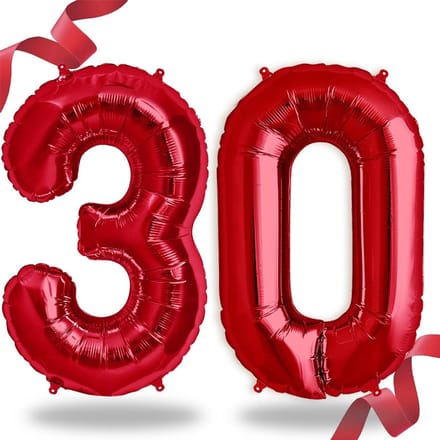 Ballon decoratie 30 jaar – nummer 30 rood – opblaasbaar met helium voor een geweldig feest
