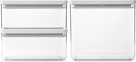 Brabantia Tasty+ Voorraadbussen - Stapelbaar - 1,5 + 1,5 + 3,5 l - Light Grey