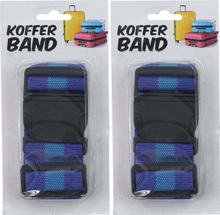 Kofferriem/bagageriem/kofferband - 2x - 180 cm - blauw