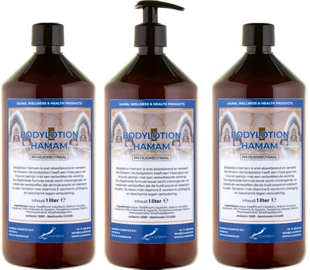 Bodylotion Hamam 1 Liter - met gratis pomp - set van 3 stuks