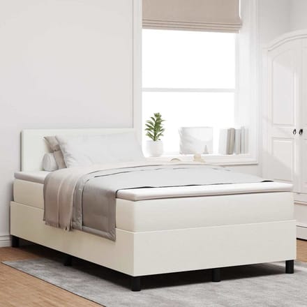 vidaXL - Boxspring - bed - Crème - en - Wit - 120 - x - 200 - cm - Corduroy - stof