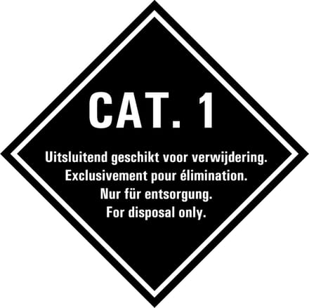 Categorie 1 sticker met tekst 100 x 100 mm