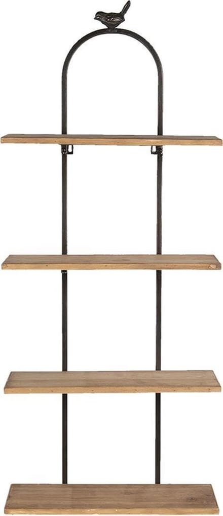 Clayre & Eef Wandrek 36x14x90 cm Bruin Hout Ijzer Rechthoek Wandplank
