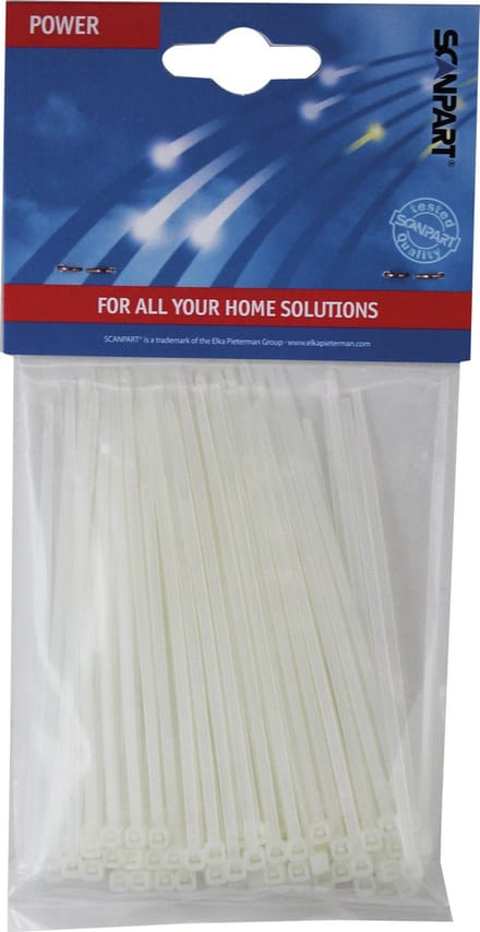Scanpart tie wraps 100 mm - Kabelbinders - Wit - 100 stuks