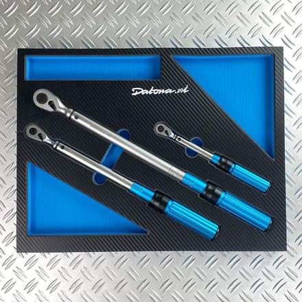 Datona® Momentsleutelset professioneel 3-delig - in carbon module - 5-220 Nm - 1/4, 3/8, 1/2