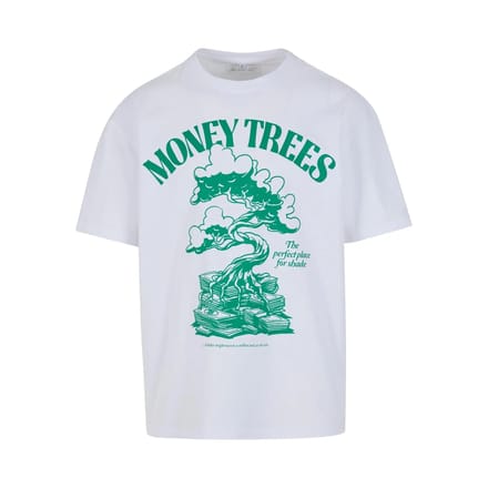 Mister Tee - Green Money Trees Oversize Heren Tshirt - S - Wit