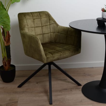 Milton & Oldbrook Velvet Eetkamerstoel Draaibaar Malmo Luxe Groen