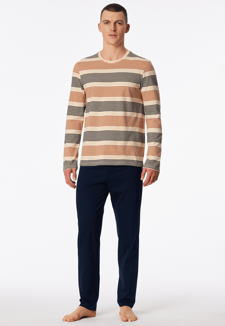 Lange pyjama met strepen, bruin - Casual Nightwear 48