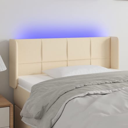 vidaXL - Hoofdbord - LED - 93x16x78/88 - cm - stof - crèmekleurig