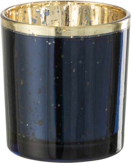 J-Line windlicht Rand - glas - goud/blauw - small - 6 stuks