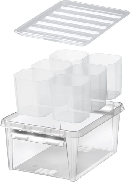 SmartStore - Classic 15 Opbergbox 14 liter met 6 Vakverdelers - Polypropyleen - Transparant