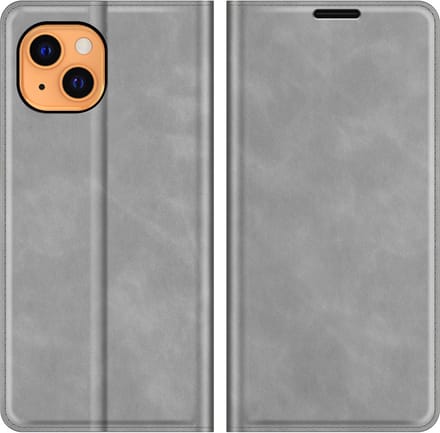 MobyDefend Hoesje - Geschikt voor iPhone 13 - Luxe Wallet Bookcase (Magnetische Sluiting) - Grijs