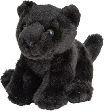 Nature Planet pluche panter - zwart - 15 cm - knuffeldier - panter knuffels - wilde dieren