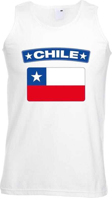 Chili singlet shirt/ tanktop met Chileense vlag wit heren S