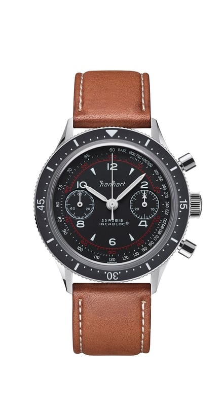 Hanhart 415 ES Pure - Horloge - Lichtbruine lederen band - bruin - 39 mm