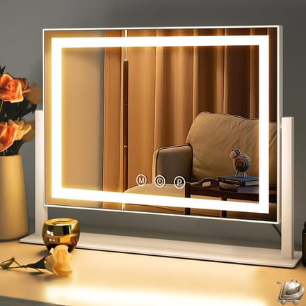 Make-up spiegel met LED-verlichting - Touch sensor - 3 lichtstanden - 360° draaibaar - Metalen frame