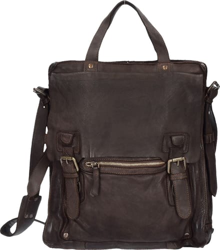 HAROLD'S Leren Schoudertas Submarine Messengerbag Upend Brown Donkerbruin
