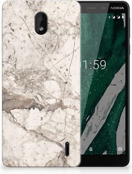 Nokia 1 Plus TPU Siliconen Hoesje Marmer Beige