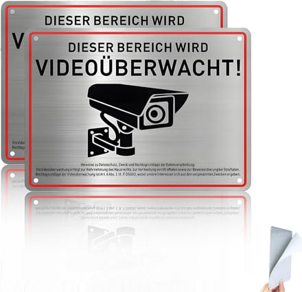 2 stuks Camerabewaking Bordje - Aluminium - Met Melding Toezicht
