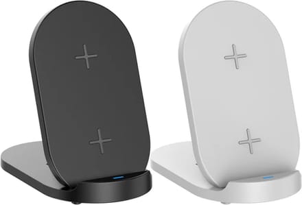 Verstelbare dubbele draadloze QI snel lader. Incl. 15 Watt adapter WIT