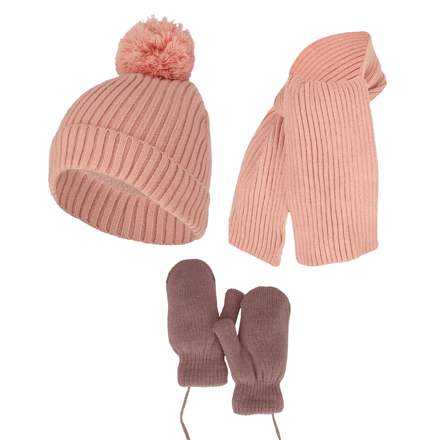 Baby Winterset - Handschoenen/Sjaal/Muts - One Size - Licht Roze / 1-2 Jaar
