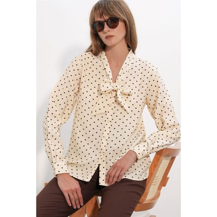 Gestippelde Poplin Blouse