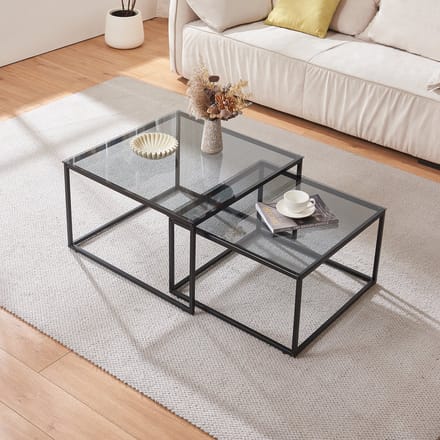 Salontafel Tromlaslo set van 2 grijs en zwart [en.casa]