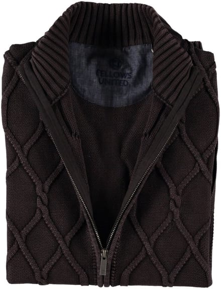 Fellows United Cardigan Vest Cable Overdye Brown (22.1115 - 140)