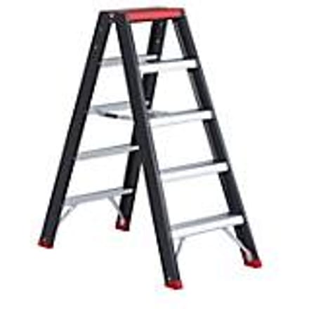 Professional Topline trapladder, 2-zijdig, alu, 2 x 5 treden