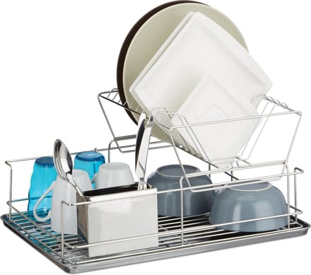 afdruiprek - ca. 23,5 x 48 x 32 cm - rvs - bestekhouder - robuust - zilver