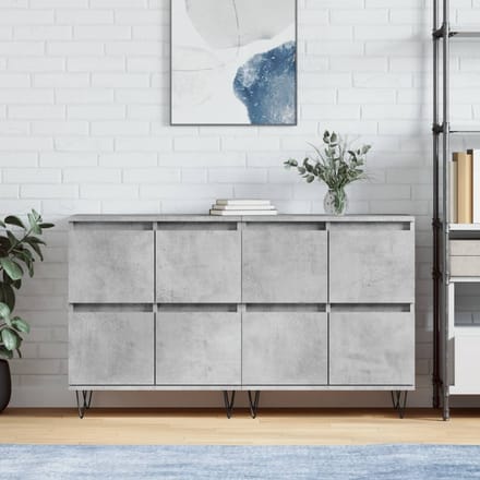 vidaXL - Dressoirs - 2 - st - bewerkt - hout - betongrijs