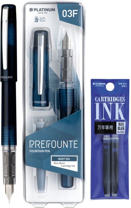 Platinum - Prefounte Vulpen - Medium - Night Sea - Met vullingen Blauw Zwart