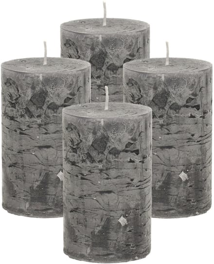 Atmosphera Stompkaars/cilinderkaars - 4x - antraciet - 5 x 8 cm - klein rustiek model