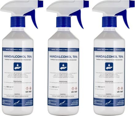 Handalcohol spray 70% - 500 ml met spraykop - set van 3 stuks