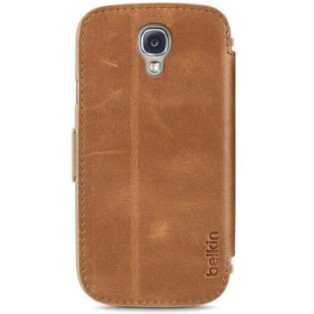 Premium Leather Folio - Coaster Tan voor Galaxy S4