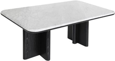 Vente-unique Salontafel van marmer met essen fineer - Wit en zwart - ZANESKA