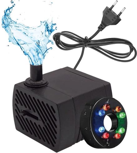 Mini-waterpomp met 8 leds - fonteinpomp 280 l/u 4 W - instelbare