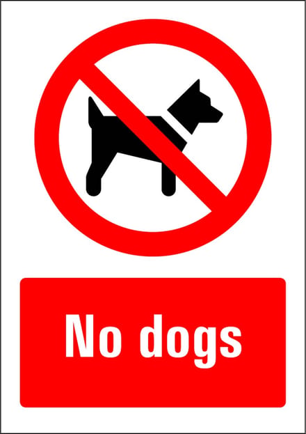 No dogs sticker 210 x 297 mm
