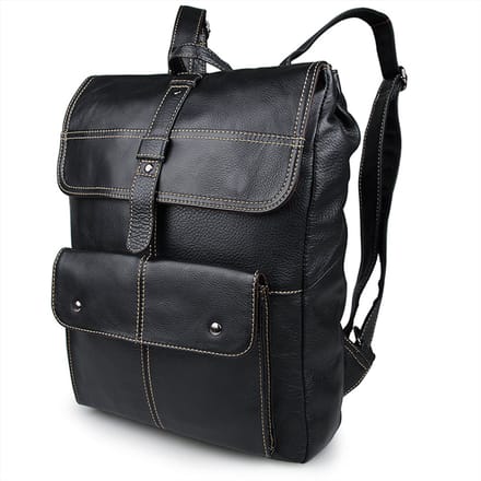 Go-To Zwarte Leren Backpack