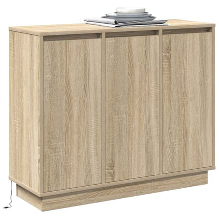 vidaXL - LED - Dressoir - Sonoma - Eik - 90 - x - 32 - x - 75 - cm - Bewerkt - hout