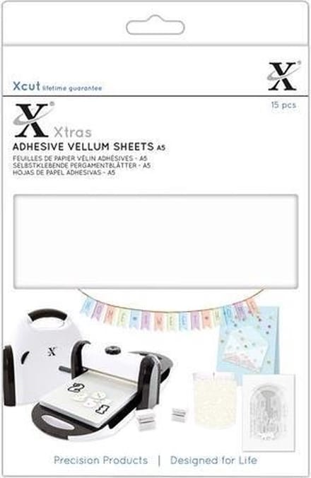 Xcut Xtras' A5 Adhesive Vellum Sheets (15pcs) - White