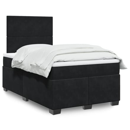 vidaXL - Boxspring - met - matras - fluweel - zwart - 120x190 - cm