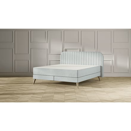 Emma Original Elite Boxspring Bed 140x200 - Mint - Strepen Hoofdbord - Beukenhout Pootjes