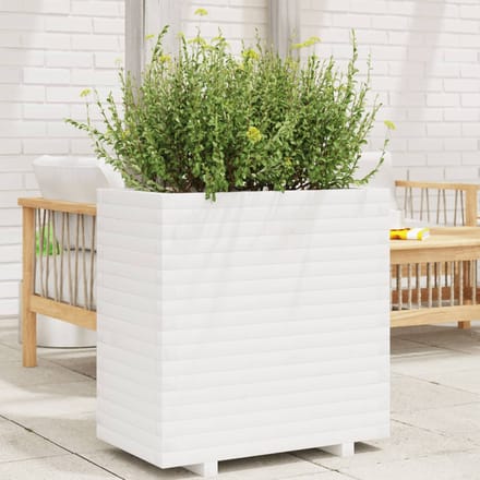 vidaXL - Plantenbak - 70x40x72 - cm - massief - grenenhout - wit