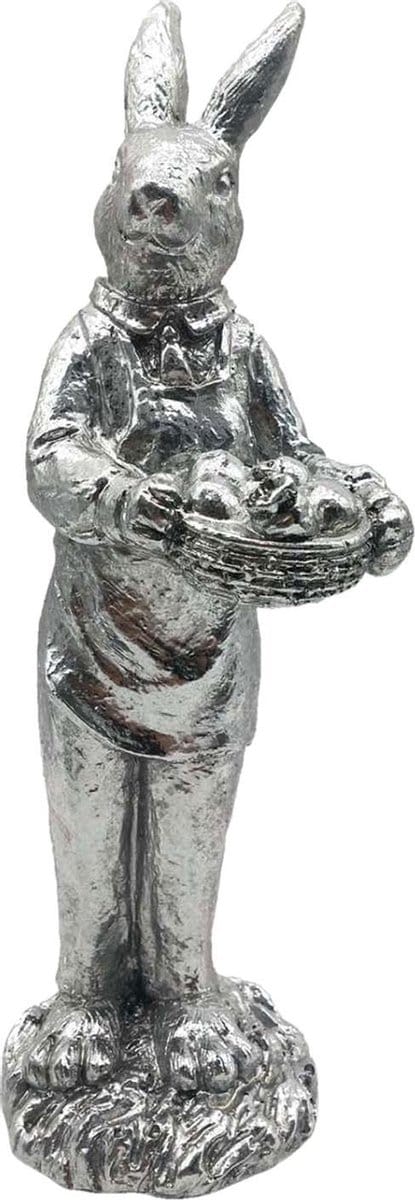 Clayre & Eef Beeld Konijn 33 cm Zilverkleurig Polyresin