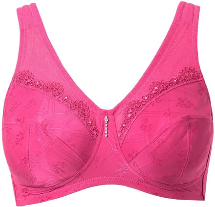 Ulla Popken - Dames - Ontlastingsbeha zonder beugel kant - Mat roze - Maat 110F